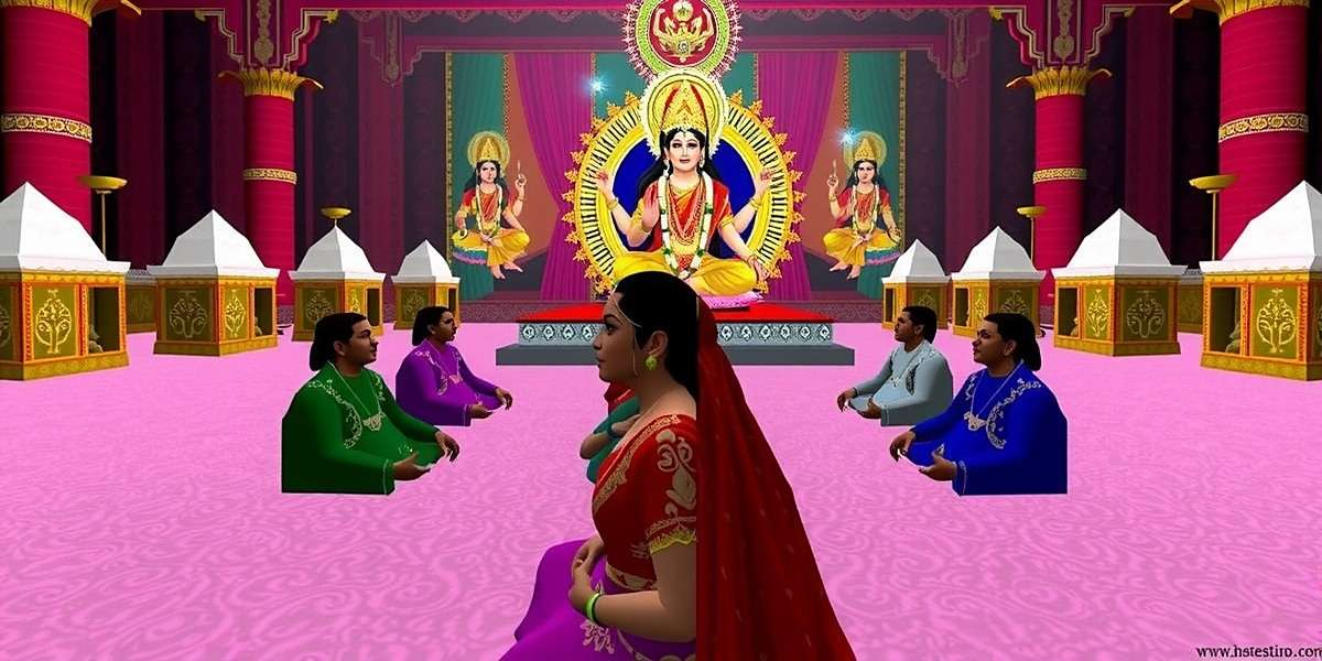 Kali Ma Devotional VR - Group Puja Virtual group puja in Kali Ma Devotional VR with multiple participants' avatars